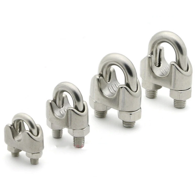 5pcs/lot 304 Stainless Steel U-Shape Clamps Cable Wire Rope Clip 3/4/5/6/8mm 