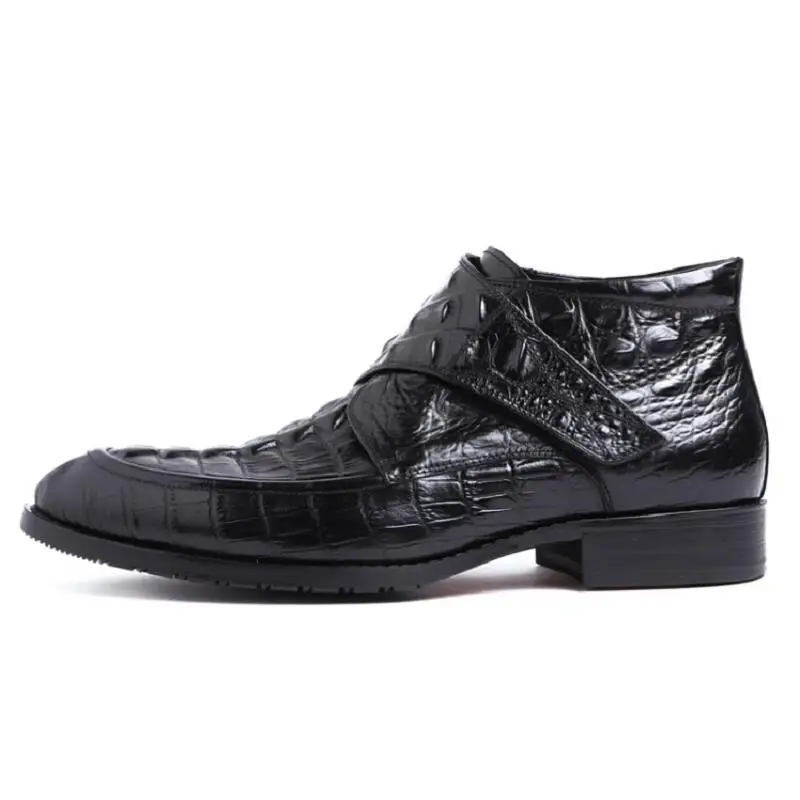 Homens Couro Botas Preto Do Homem Northmarch Ankle Pé High Dos Se Rivet Top Vestem Rodada Crocodilo Dedo Calçado Boots Militar Sapatos Cowboy De qrBUpxwqt