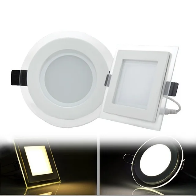 6W 9W 12W 18W LED Panel Downlight Square/Round Glass Cover Lights High Bright Ceiling Recessed Lamps AC85-265 + Driver | Освещение