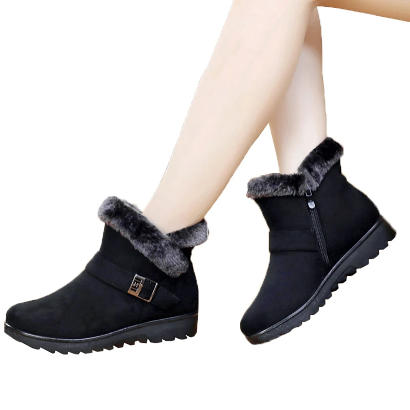 

Winter Snow Boots Women Ankle Boots Warm Fur Shoes Women Wedge Fashion Platform Boots Casual Winter Shoes Woman