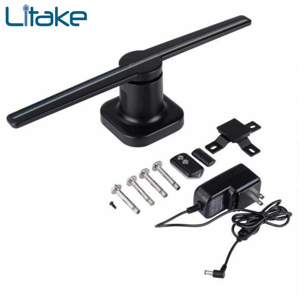 Litake LED Holographic Projector Portable Hologram Player 3D Holographic Dispaly Fan Unique Hologram Projector