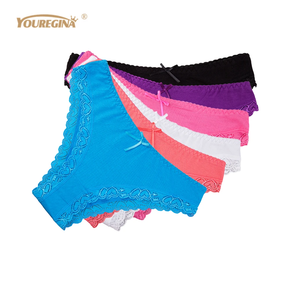 

YOUREGINA Woman Panties Cotton Underwear Sexy Briefs Ladies Underpants Plus Size Panties Low Rise Breathable Intimates 6 pcs/lot