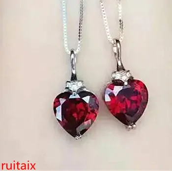 

KJJEAXCMY boutique jewels 925 Pure silver natural heart - heart garnet necklace set with ornaments chain.