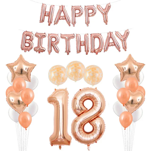 18 дней рождения с днем рождения воздушные шары для взрослых день рождения доступны розовые золотые воздушные шары фольги наступающие вечерние украшения