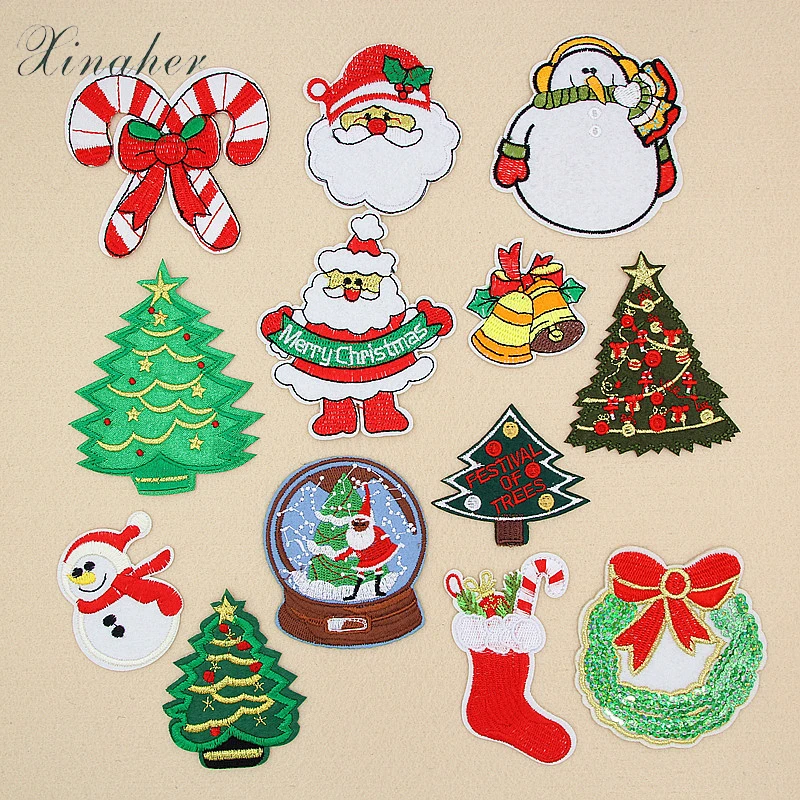 Xinaher 13pcs hot jessecmault patches applique iron on christmas patches