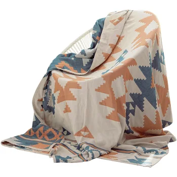 

Four layers gauze cotton throw soft jacquard towel blanket Bedspreads Coverlets 150x200cm