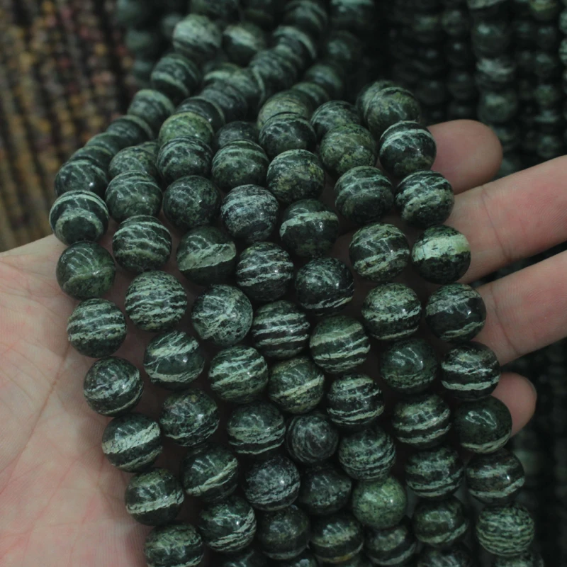 

round green zebra jasper stone beads natural gemstone beads DIY loose beads for jewelry making strand 15" wholesale !