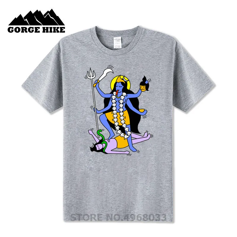

Unique T-Shirts Crewneck 100% Cotton Tshirt hindu shiva Kali in Epic artist Keith Haring's style T Shirts Men Hot Sale Clothes