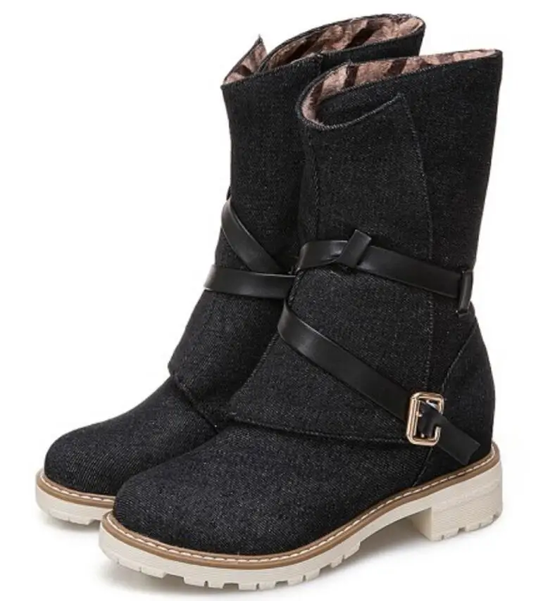 Zapatos mujer sapato женские ботинки до середины икры chaussure пинетки Холст Ткань Коренастый