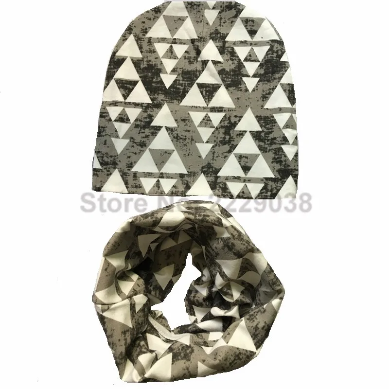 1 набор, детская хлопковая шапка и шарф-снуд Для весны осень-зима Мальчики Девочки шапочки шапки Дети Шляпы - Цвет: Triangle scarf cap