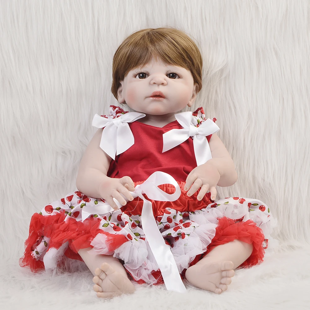 

Fashion Reborn Babies Doll 23" Full Silicone Vinyl Newborn Doll Lifelike Cute Girls 2018 Birthday Gifts 57 cm Alive Playmates