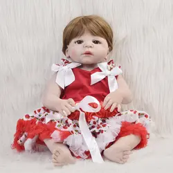 Мода Reborn младенцев кукла 23 "Full силиконовые виниловые пупсик реалистичные милые девушки 2018 подарки на день рождения 57 см жив Playmates