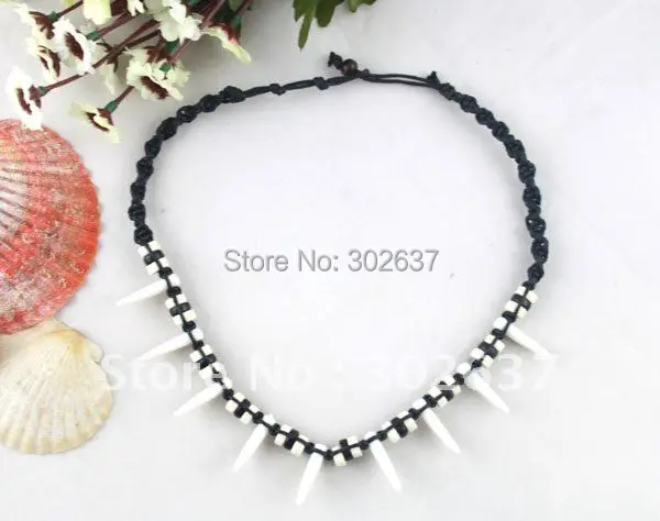 

10Pcs Fashion Knitted Necklaces W/Shark Teeth Beads #20987