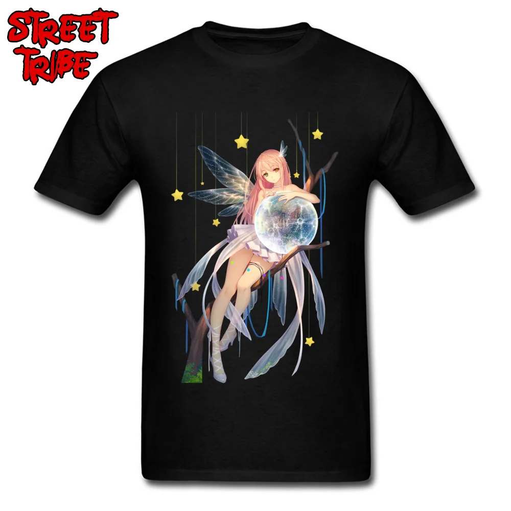 fairy anime sprite T-shirts Normal Short Sleeve Designer Crewneck Cotton Fabric Tops Tees Party T Shirt for Men Mother Day fairy anime sprite black