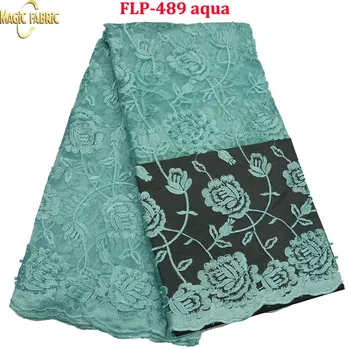 

Optional French Lace Fabric High Quality Tulle Embroidered Flower Transparent Net Lace Fabric for Wedding FLP-489