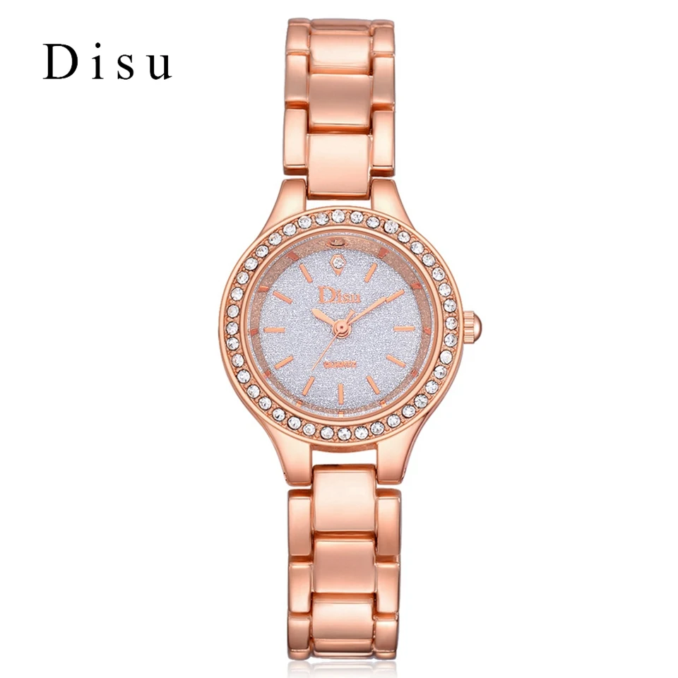 

Disu Brand 2018 New Fashion Women Simple Quartz Watch Crystal Casual Rhinestone Bracelet Wristwatch Ladies Clock DS053