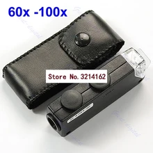 Мини ручной 60x-100x Карманный микроскоп увеличительная Лупа 07NOV