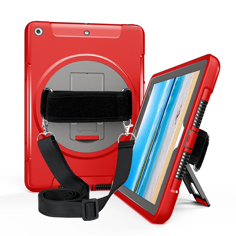

Case for iPad 9.7 inch 2017 2018 Child Proof Tablet Cover Case with 360 Degree Rotation Hand Strap Shoulder Strap FTL02