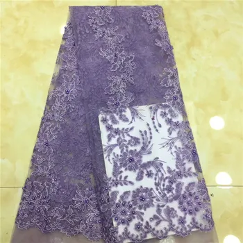

High Quality Nigerian 3D Wedding Lace Fabric white Latest African Laces beads French Net Lace Fabric With Sequins for Dress