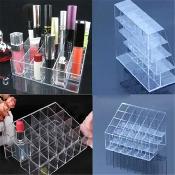 

Clear Acrylic 24 Lipstick Holder Display Stand Cosmetic Organizer Makeup Case CA