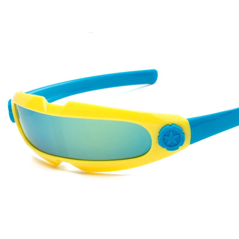 Детские гольфы для маленьких девочек и мальчиков очки Детские ребенка защитные очки с цветным покрытием модные очки для Спорт на открытом воздухе oculos N584 - Цвет линз: yellow f blue leg