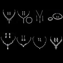 Подвеска Капля воды, серебряный цвет Ювелирные наборы циркония цветной кристаллический кулон ожерелье серьги кольцо Свадебные украшения