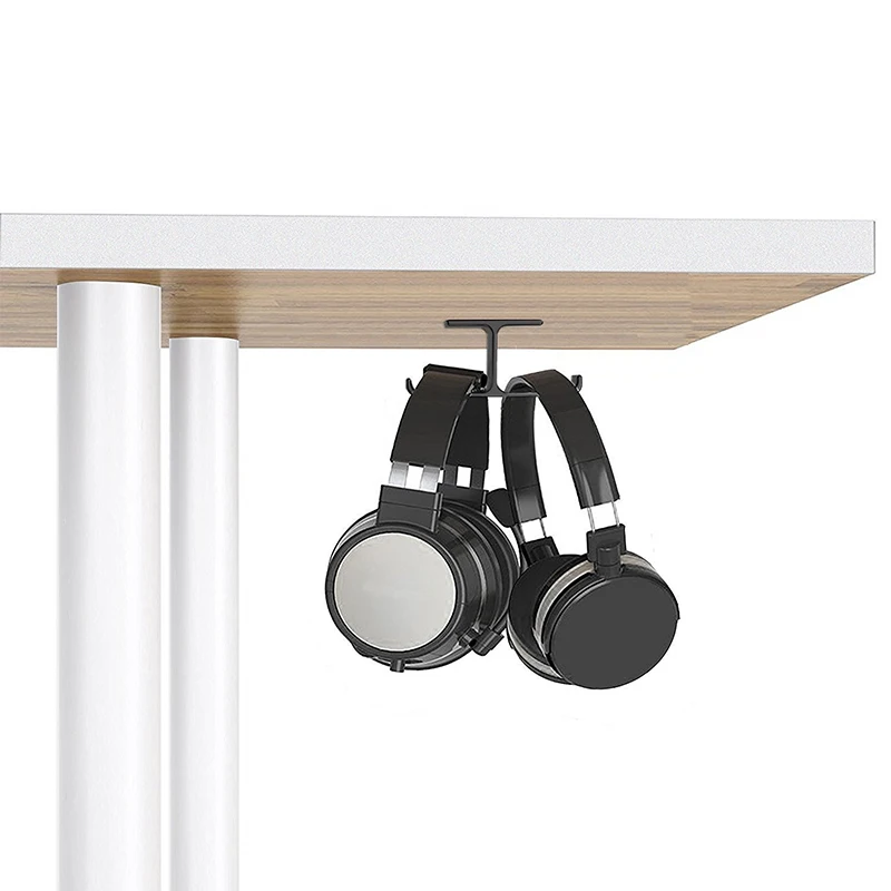 Durable Headphone Headset Holder Hanger Double Hook Wall Desk Mount Desktop Display Earphone Headset Bracket Holder Stand (3)