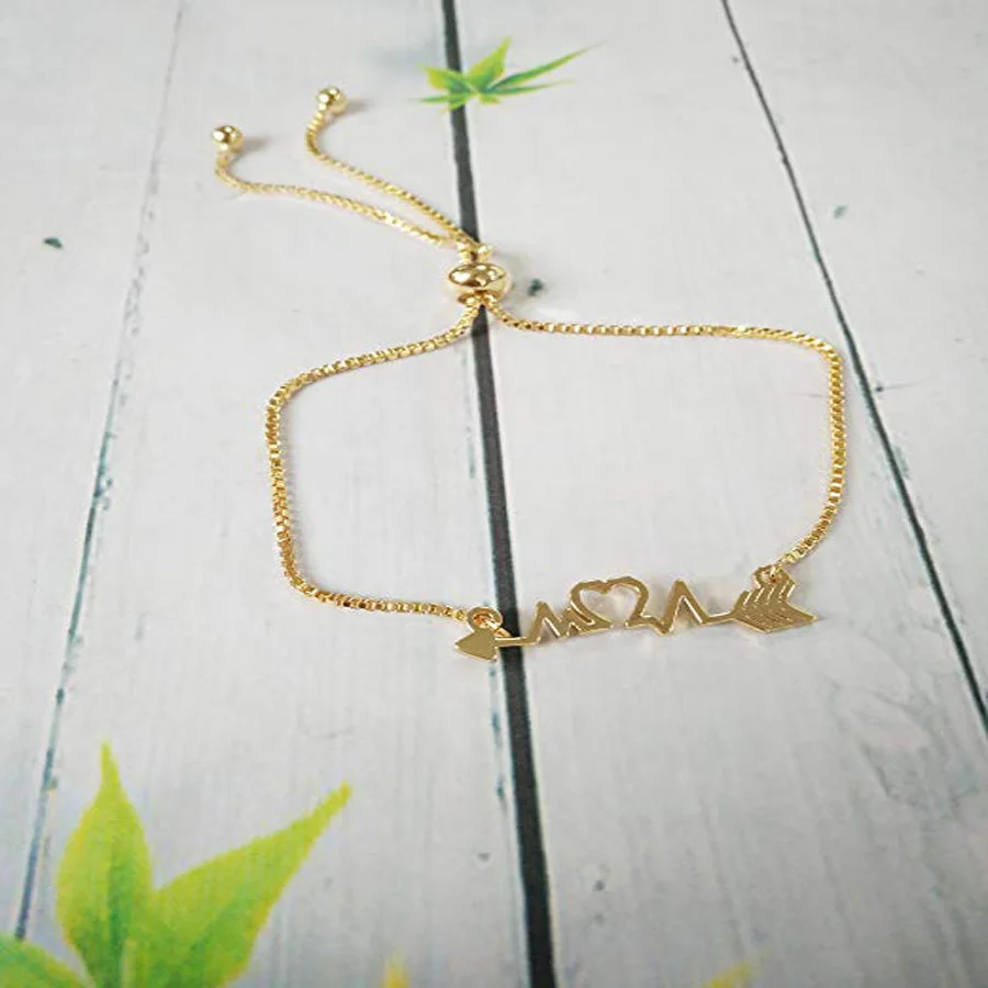 Стрелка ссылка браслет с бесконечное символ и сердце кардиограмма спасательный круг импульса ЭКГ Heartbeat браслет-цепочка