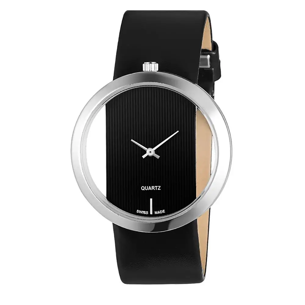 

Fashion Faux Leather Waterproof Transparent Dial Analog Quartz Women Wrist Watch casual Bracelet dropshipping