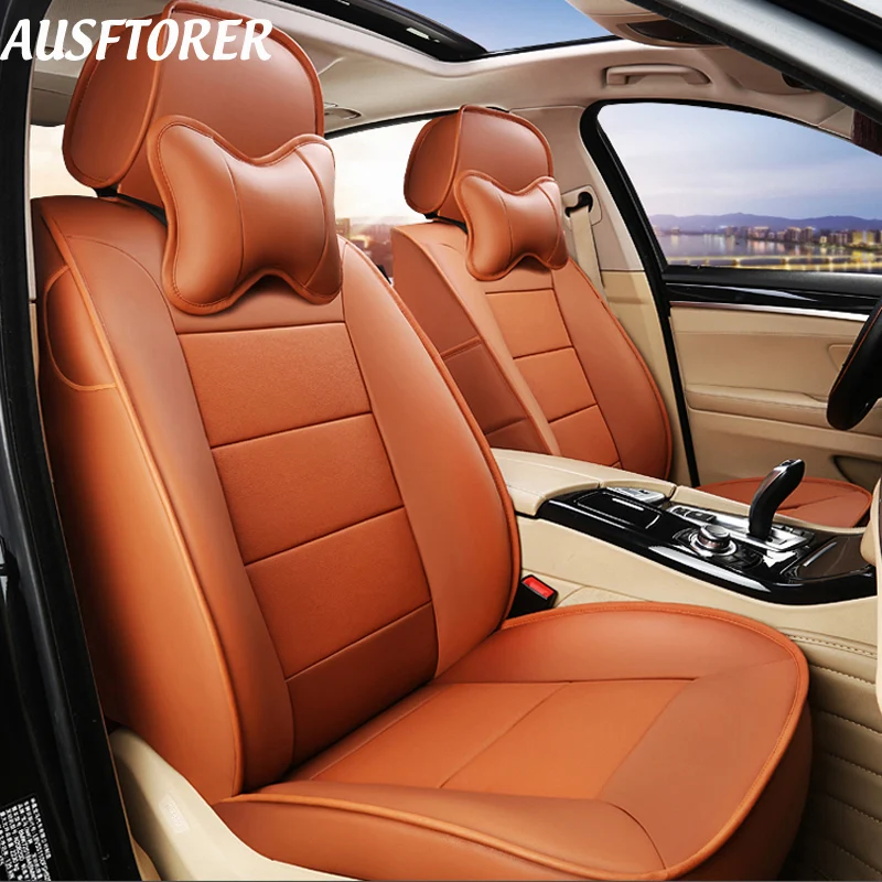 melhor AUSFTORER Genu iacute;no Assento De Couro Almofada para Volkswagen (VW) Passat Wagon Variant B8 Protetores de Capa de Assento de Autom oacute;veis Acess oacute;rios
