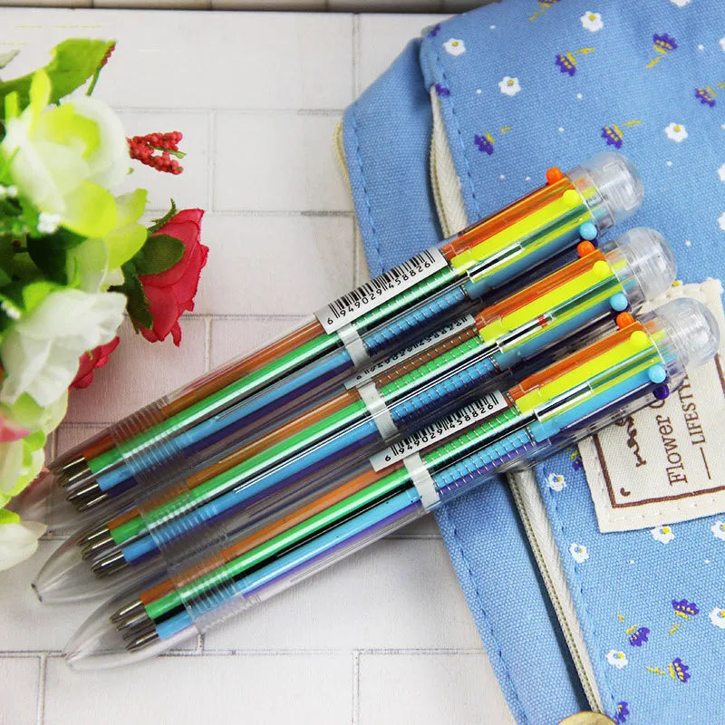 3pcs/Bag 6in1 Ballpoint Pen Multi Color Ball Pen Korean Stationary