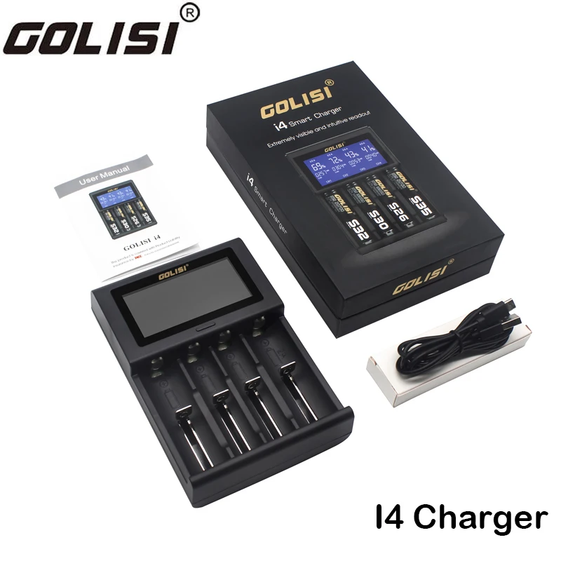 Оригинальное умное зарядное устройство GOLISI I4 для 18650 20700 26650 Li Ion Ni MH Cd AA AAA