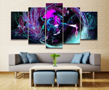

5 Panels Punk Magic Girl Modern Home Wall Decor Canvas Picture Art HD Print Painting On Canvas Multicolored Mixed