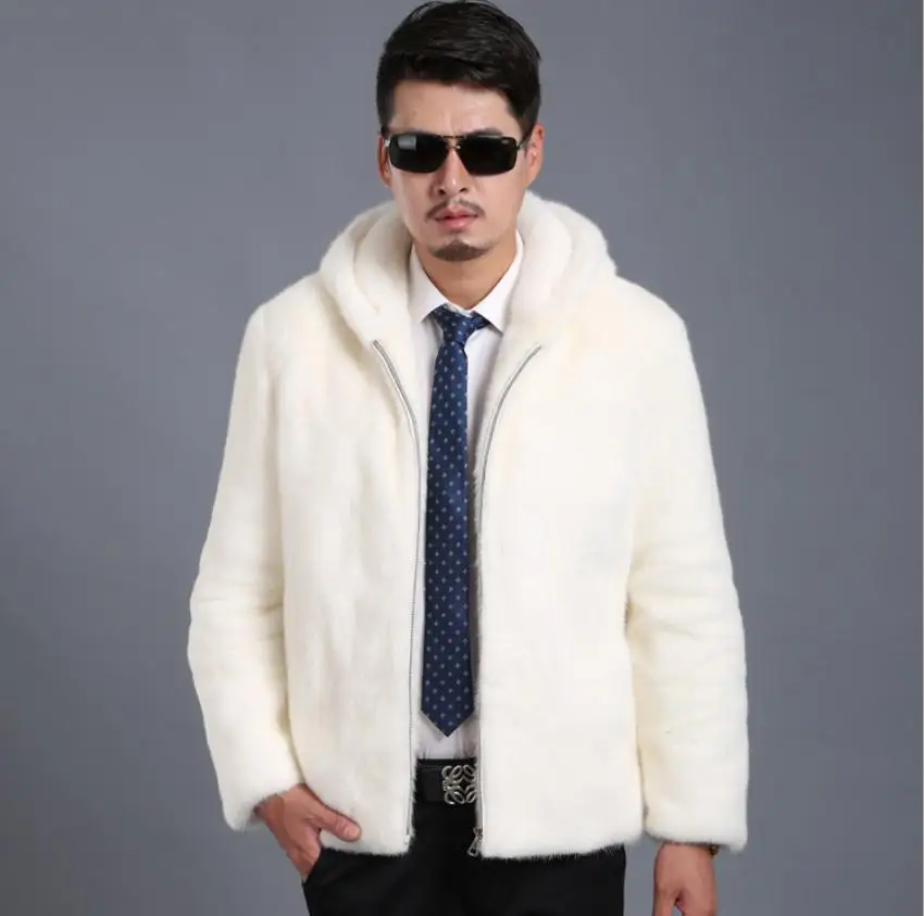 Куртка мужская из искусственного меха норки с капюшоном Размеры S/6Xl|Куртки