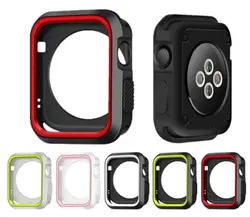 Модный двойной цвет мягкий силиконовый чехол бампер для Apple Watch Series 1 & 2 & 3 & 4 крышка рамка Полная защита 42 мм 38 мм 44 мм 40