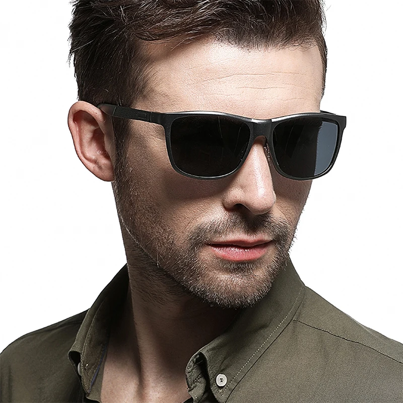 KEITHION Polarized Sunglasses Men Aluminium Magnesium Square Frame Eyewear Ourtdoor Driving Mirrored Anti Glare Sun Glasses