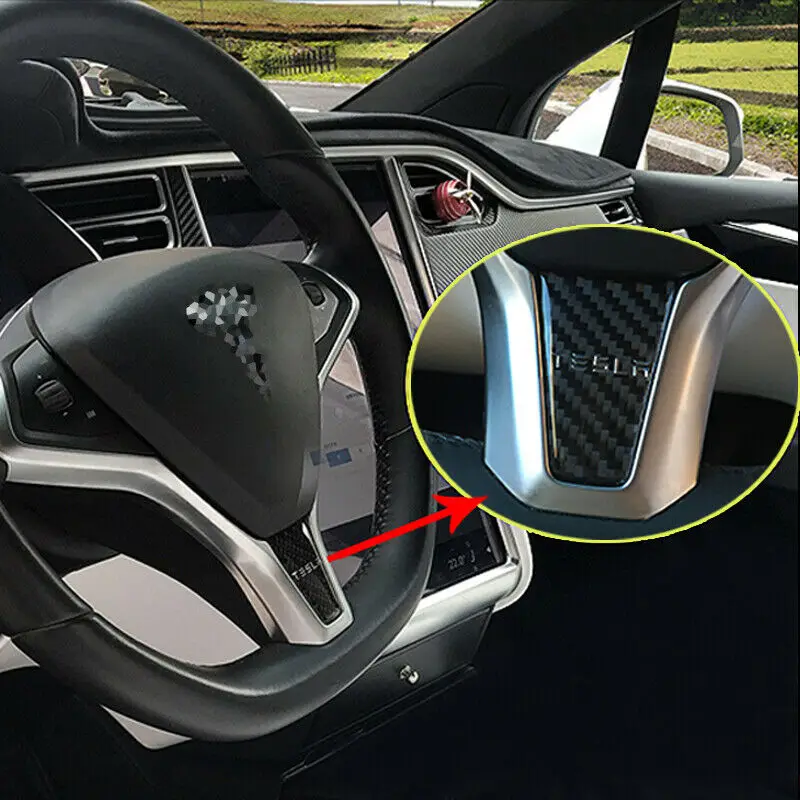 

Carbon Fiber Inner Steering Wheel Decor Cover Trim For Tesla Model S X 2014-2017