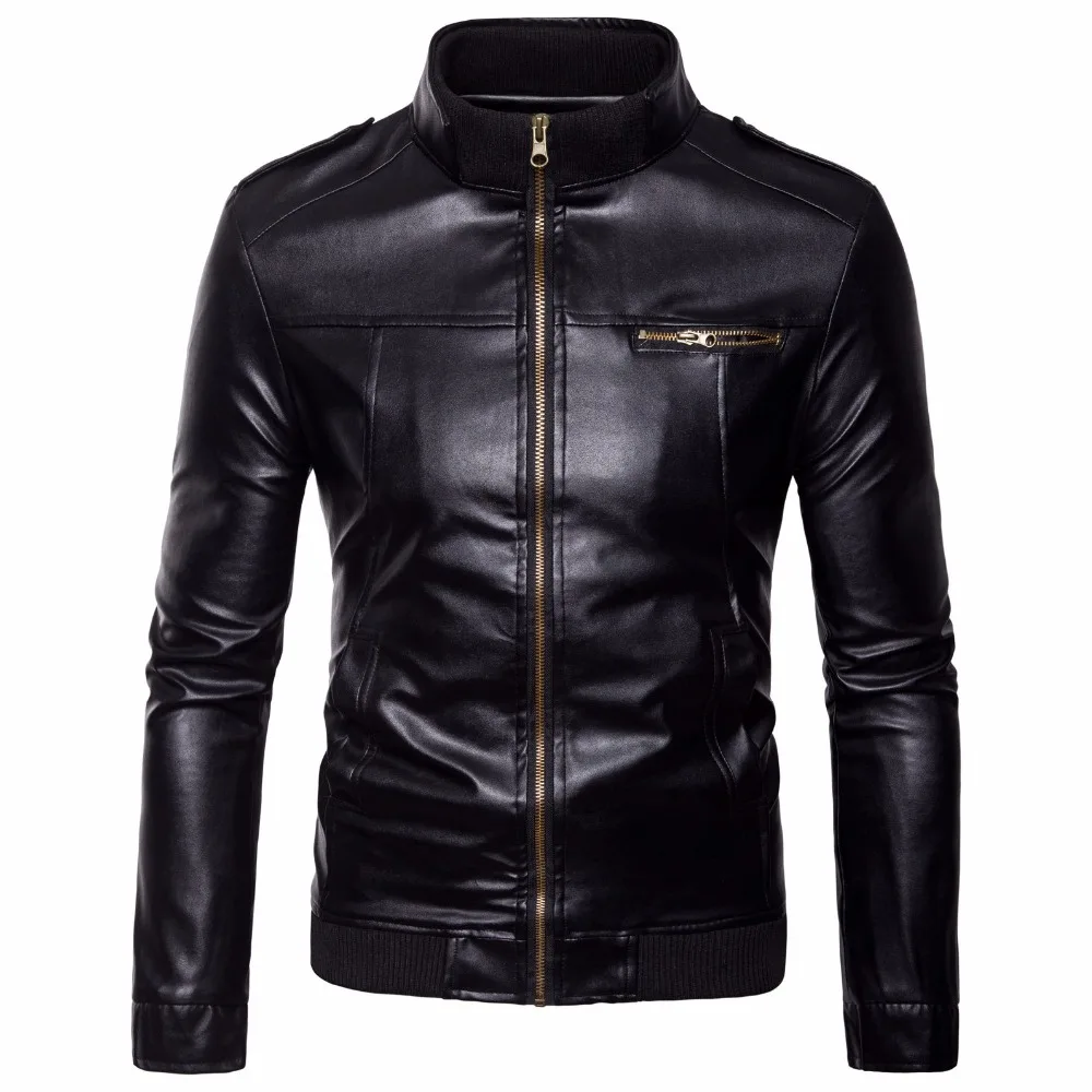 

Men's Leather Jacket Coats deri mont erkek Autumn Winter Jacket Casual Outwear Motorcycle Biker Flight Leather Jacket Coats Man