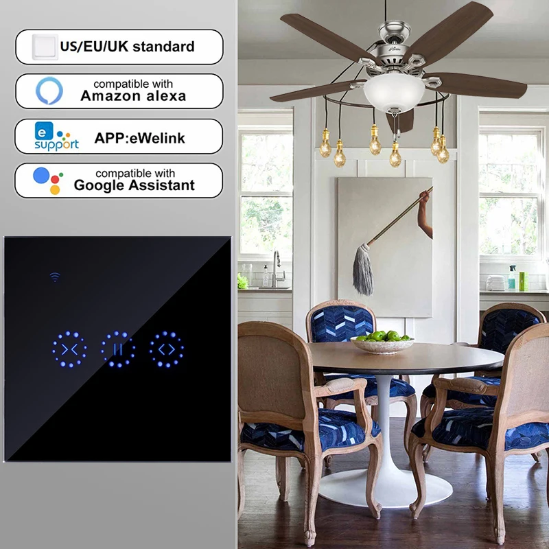 2019 newWiFi электрические жалюзи сенсорный выключатель eWeLink приложение Голосовое управление от Alexa Echo AC110 до 250 В для механический предел слепой