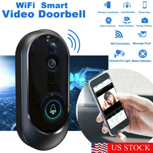 

Wireless WiFi Smart DoorBell Video Phone Door Visual Ring Intercom Secure Camera