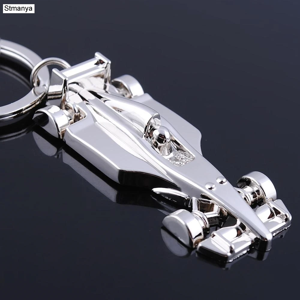 

New Arrive Racing Key Chain Silver Alloy Full Wheel Car Key Chain F1 Racing Car Keychain For Christmas Gift Key Ring #17026