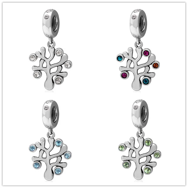 Classic 925 Sterling Silver dangle beads family tree Charms pandora