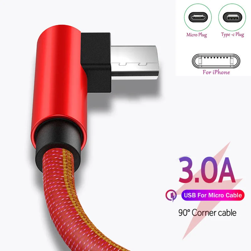 

USB Cable for iphone cable Micro usb cable type c Data Sync Flat 3A Fast Charging mobile phone cables usb Microusb usb-c