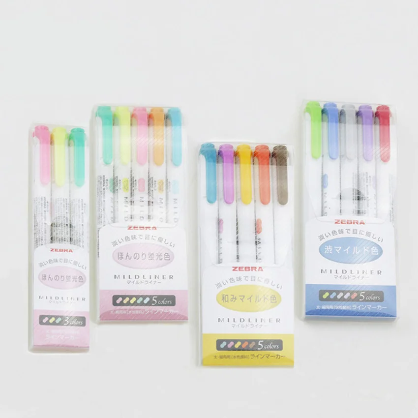 

high quality brand 3pcs 5pcs/set Japanese stationery zebra Mild liner double headed fluorescent pen hook pen color Mark pen cute