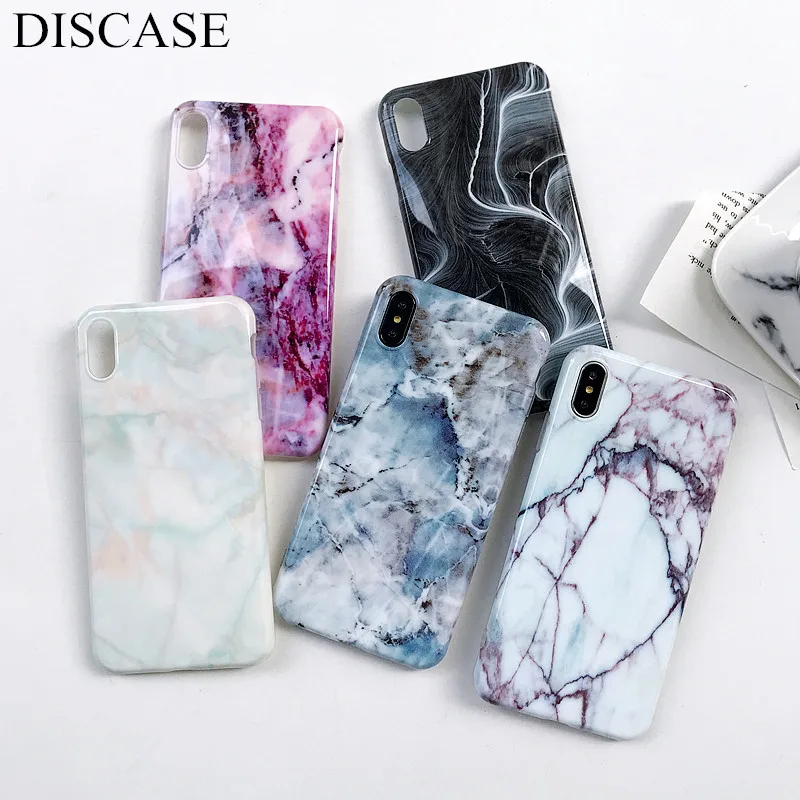 

DISCASE Phone Case For iphone XSX XR XS MAX TPU Glossy Soft Shell For iphone X 8 7 6 6s plus IMD Marble All Inclusive Back Case