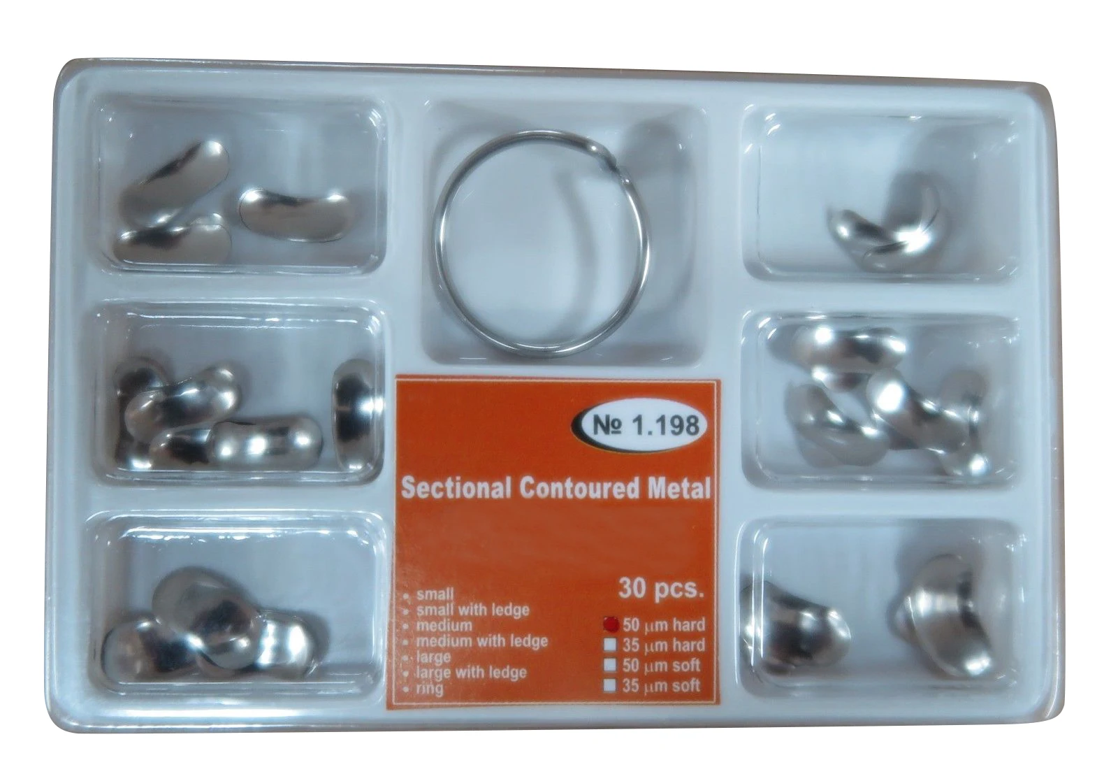 

2017 Hot Sale 30Pcs Each Box Dental Matrix Sectional Contoured Metal Matrices No.1.198 lmws