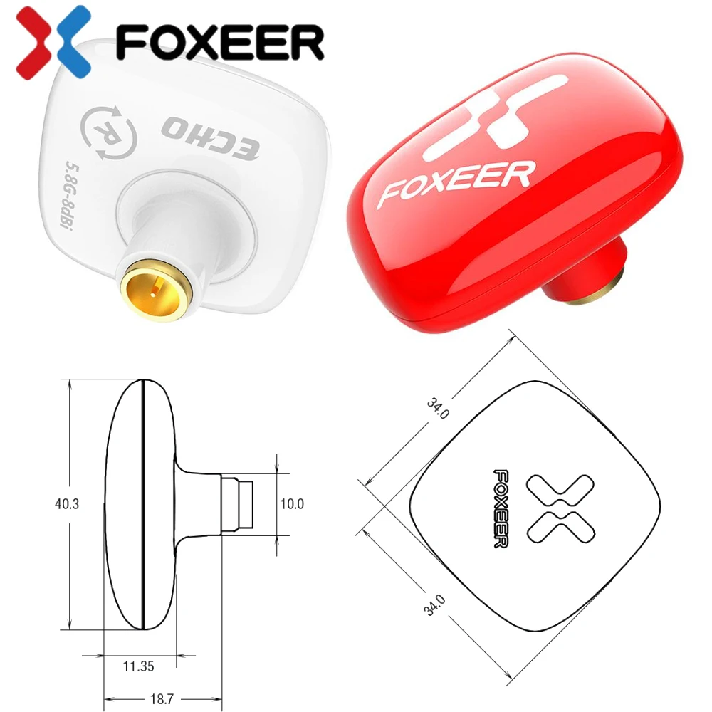 Foxeer эхо патч Антенна 8DBi 5,8 ГГц RHCP LHCP SMA Мини FPV антенна 21,7 мм/160 мм для радиоуправляемого гоночного дрона