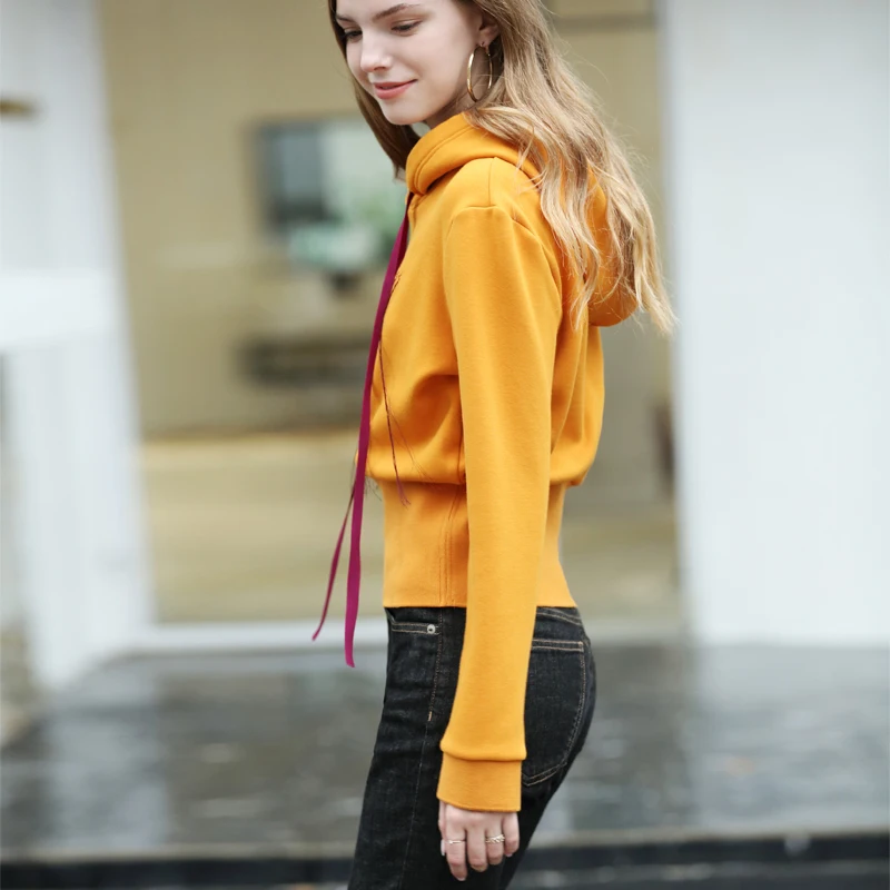 Female Chic Amii Women Sweatshirts yellow Casual 2019 Pullovers black Green Embroidered Autumn Beige Hoodies Sweatshirt dark Letter Tassels 44zXwq