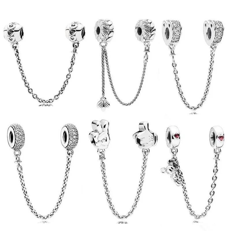 

Ranqin 2019 New Shining Path Mickey Bow Ribbon Safety Chain Clip Bead Fits Pandora Charms Silver Original Bracelet