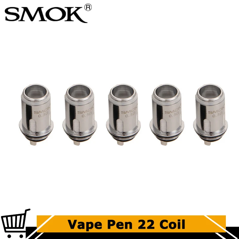

5pcs/lot Original SMOK Vape Pen 22 Coil 0.25ohm 0.3ohm Vape Pen 22 X4 Core 0.4ohm Fit for E Cig Vape Pen 22 / Vape Pen Plus
